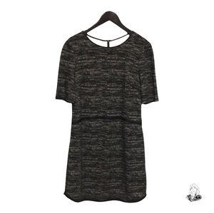 Gabby Skye Black Dress and Tan Faux Leather Trim (Medium)